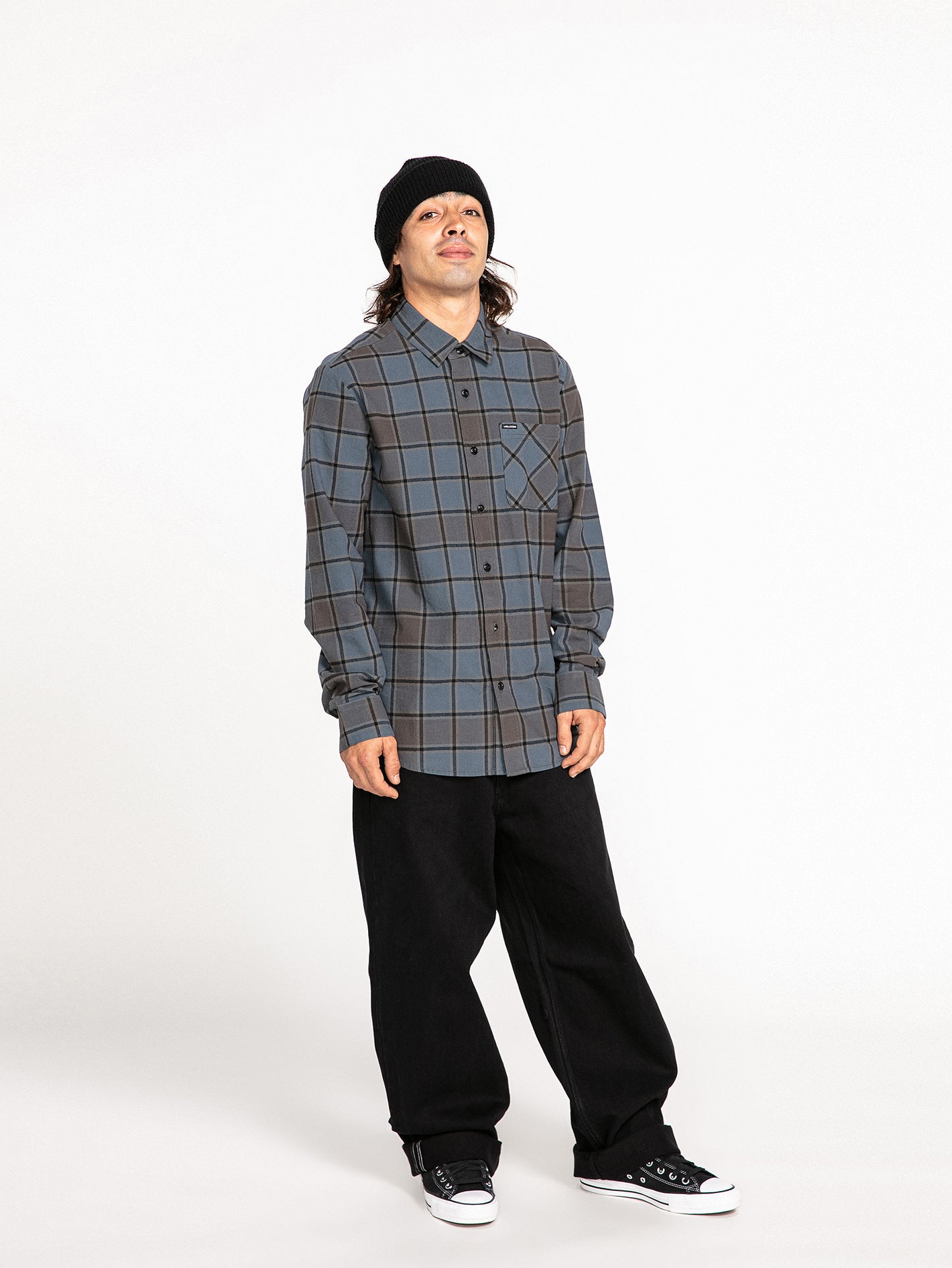 Caden Plaid Long Sleeve Flannel - Marina Blue