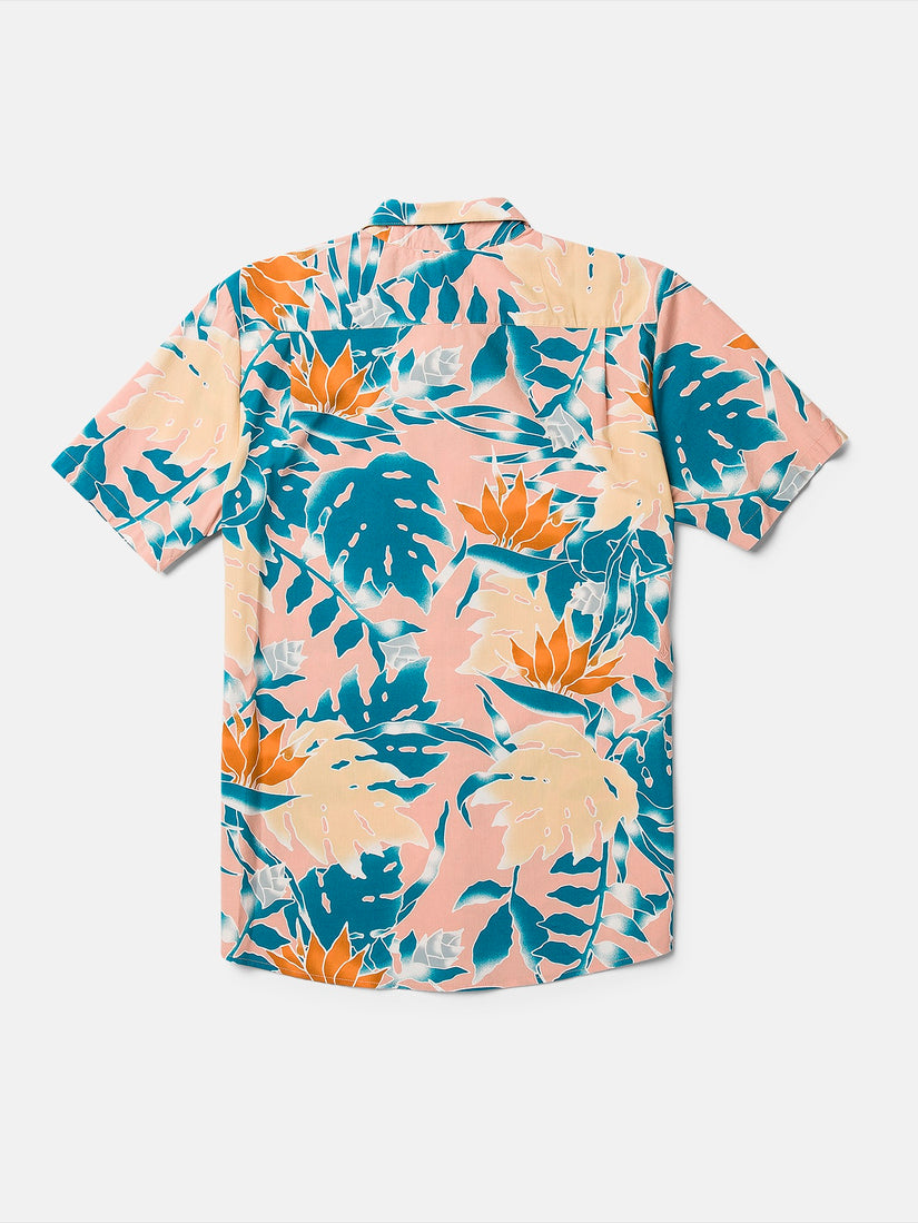 Leaf Pit Floral Short Sleeve Shirt - Salmon