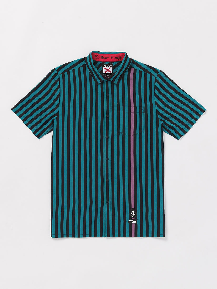 Schroff X Volcom Stripe Short Sleeve Shirt - Dusty Aqua