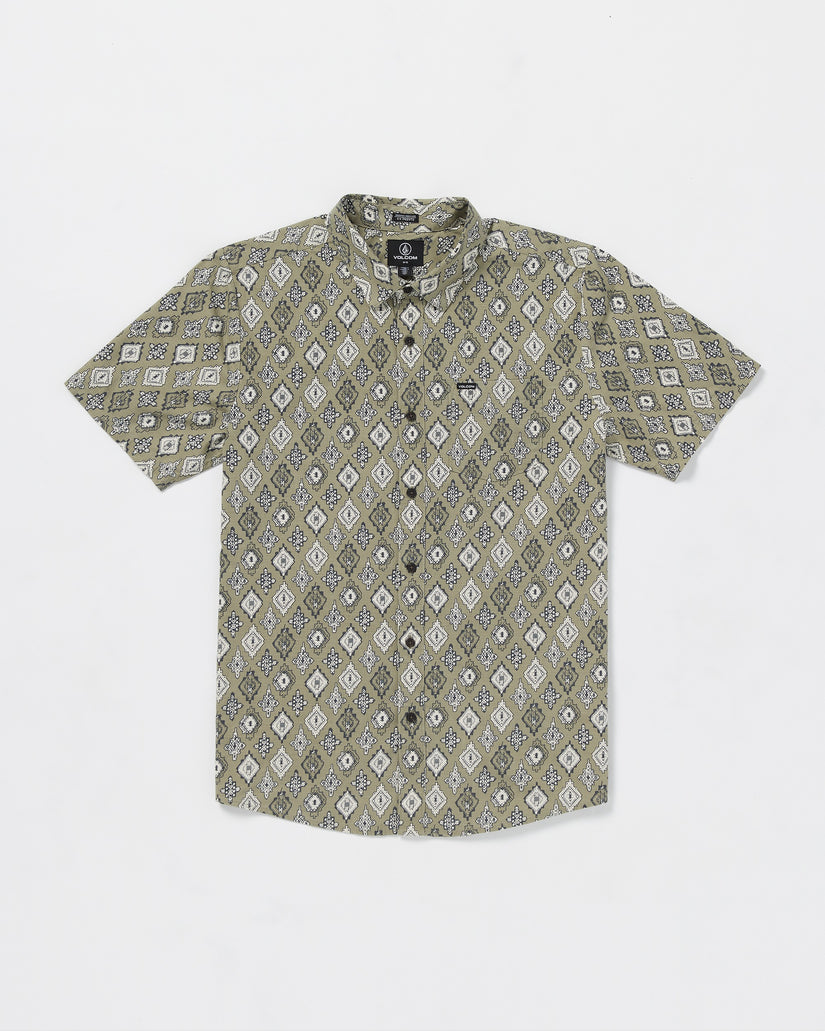 Scaler Stone Woven Short Sleeve Shirt - Thyme Green