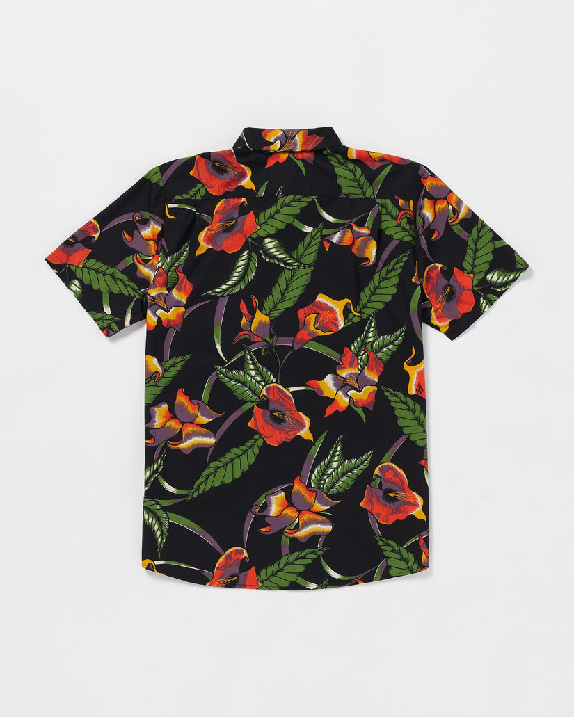 Varkala Floral Woven Short Sleeve Shirt - Black