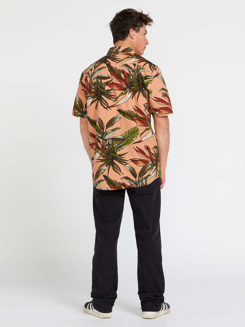 Indospray Floral Woven Short Sleeve Shirt - Sanddune