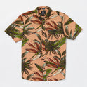 Indospray Floral Woven Short Sleeve Shirt - Sanddune