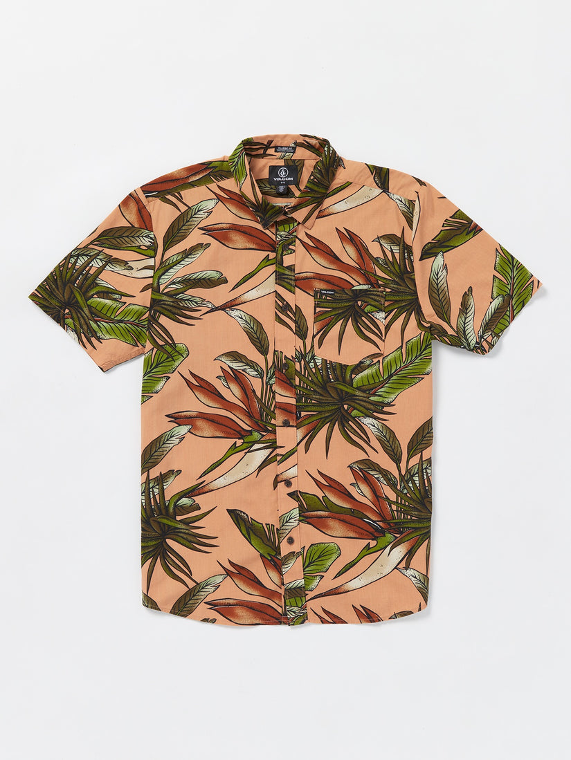 Indospray Floral Woven Short Sleeve Shirt - Sanddune