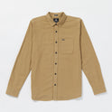 Caden Solid Long Sleeve Shirt - Dark Khaki