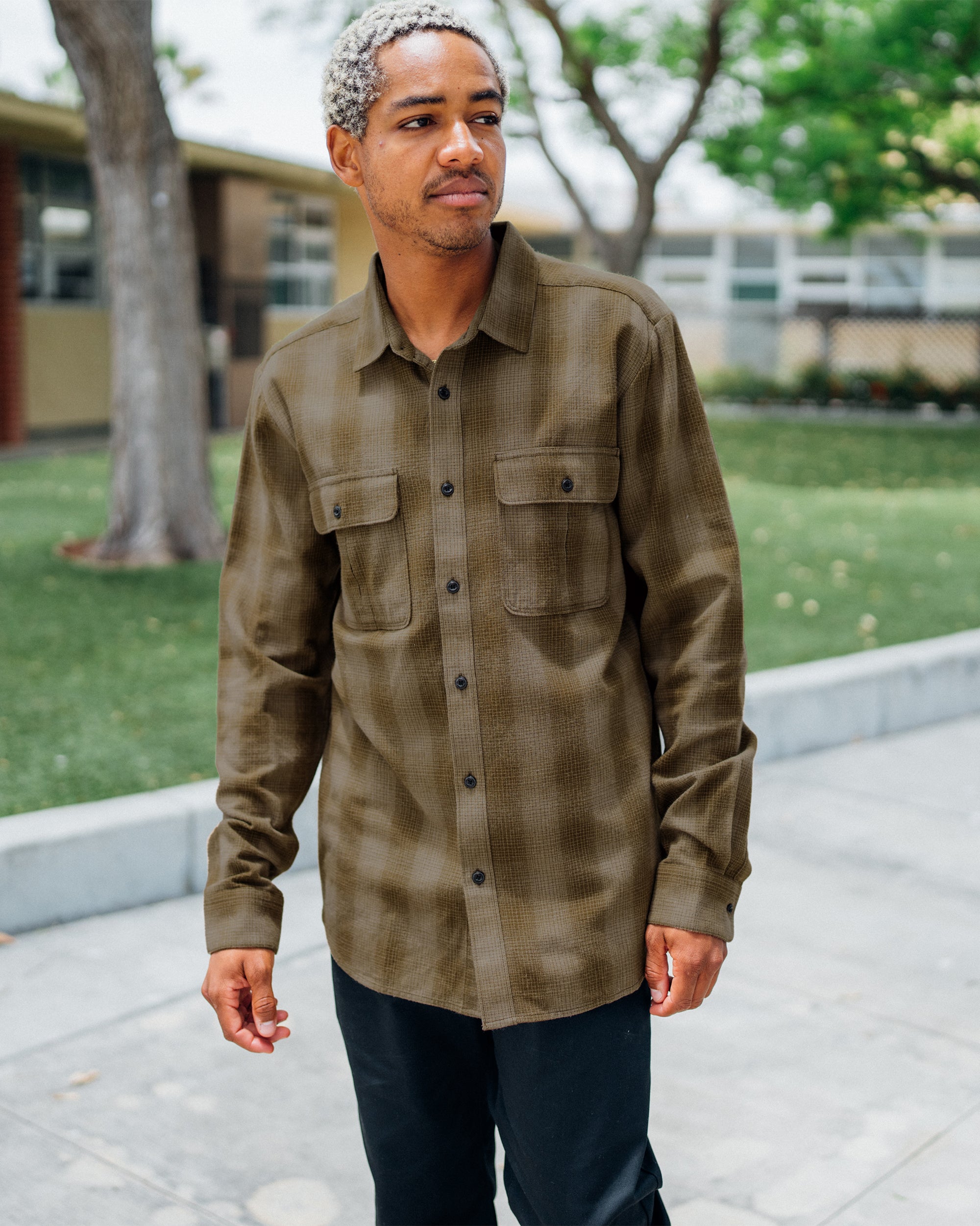 Shadowstone Flannel Long Sleeve Shirt - Dark Earth - DARK EARTH / XS