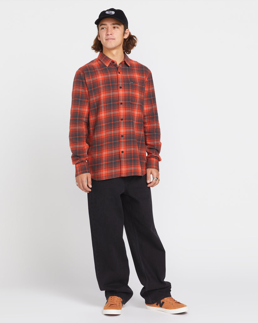 Caden Plaid Long Sleeve Shirt - Bright Red