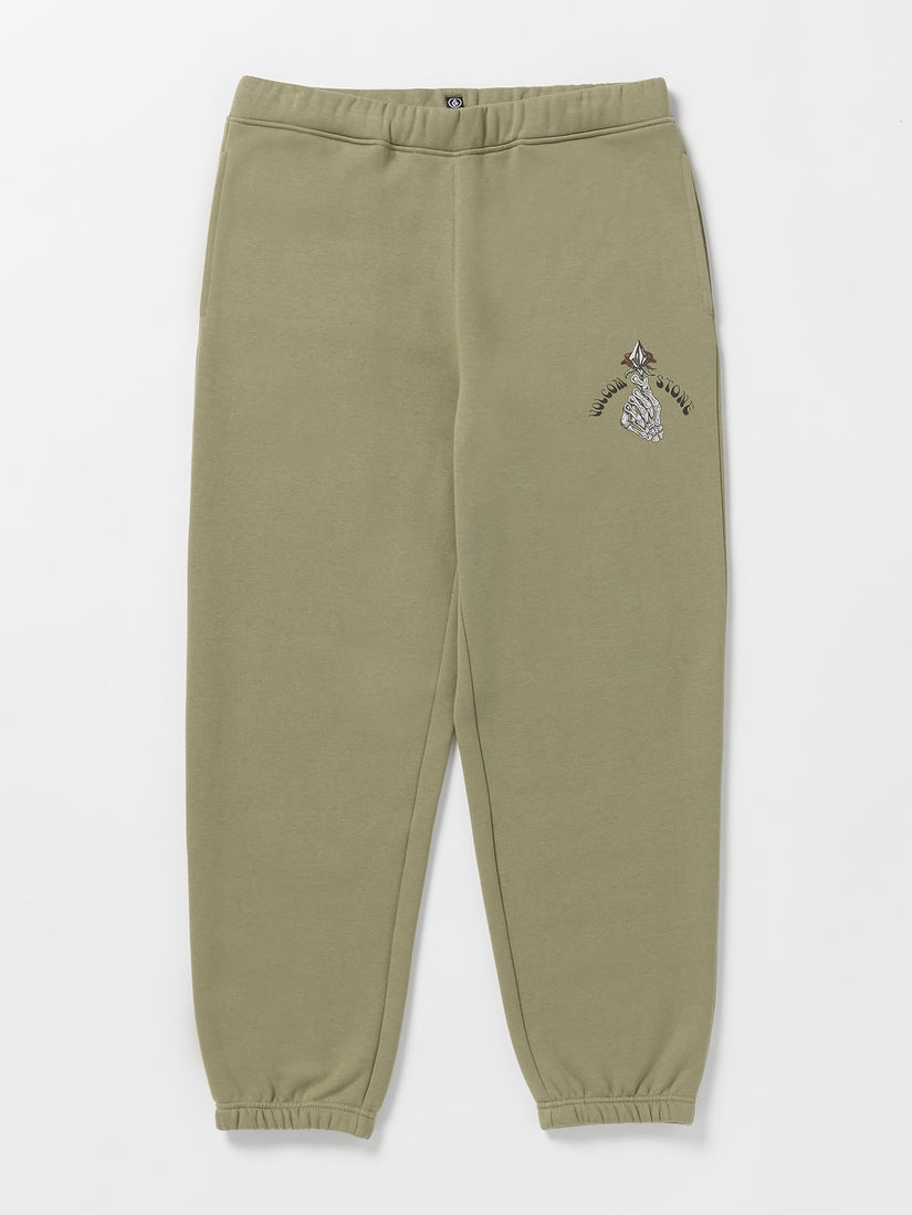 Earth Tripper Elastic Waist Fleece Pants - Thyme Green