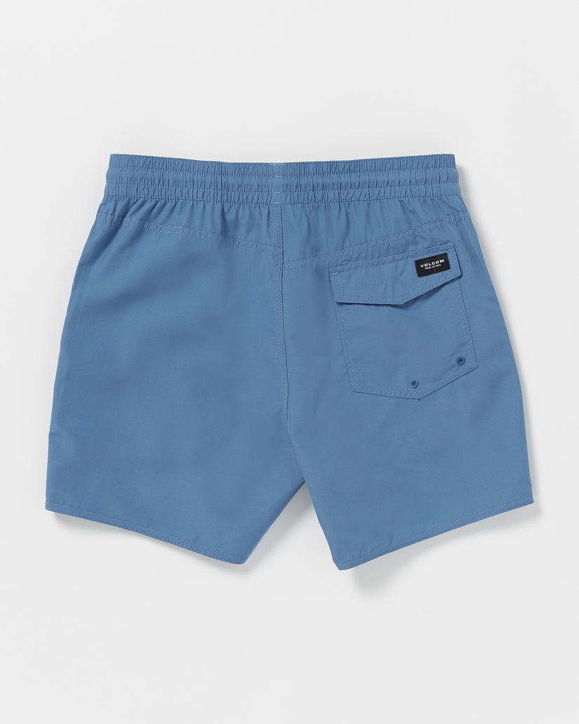 Lido Solid Elastic Waist Trunks - Blueberry