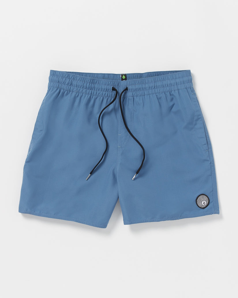 Lido Solid Elastic Waist Trunks - Blueberry