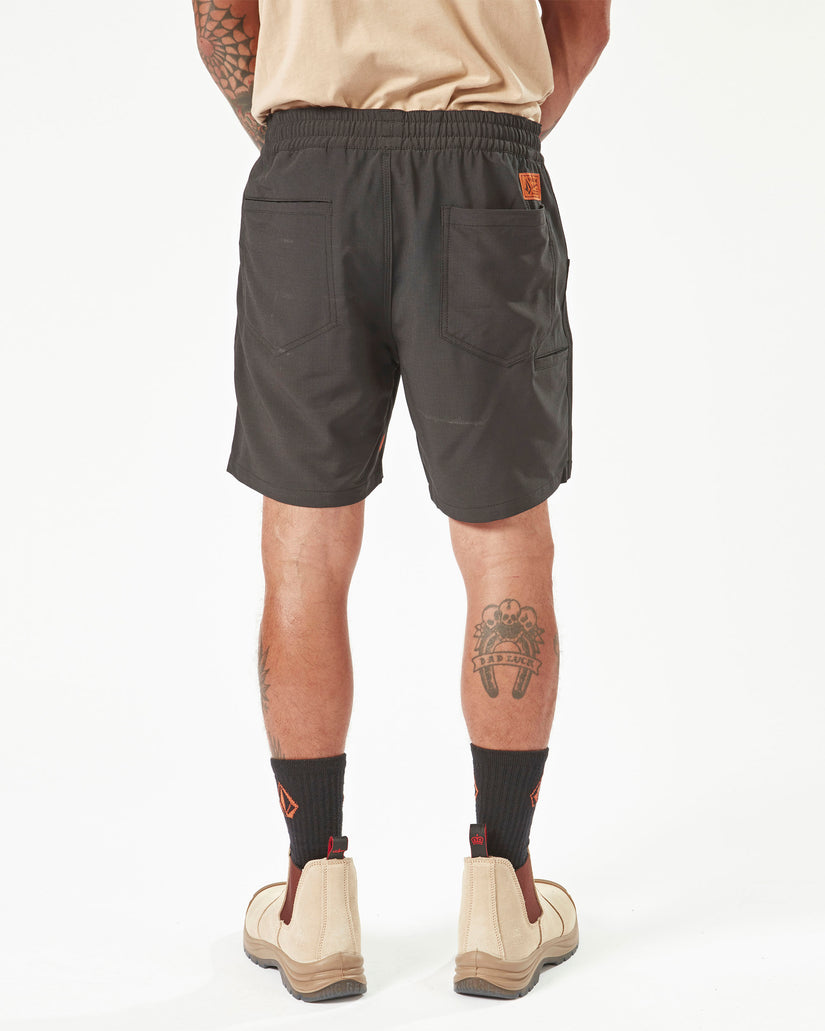 Volcom Workwear Slab Elastic Waist Hybrid Shorts - Black