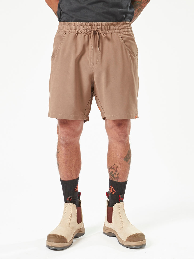 Volcom Workwear Slab Elastic Waist Hybrid Shorts - Brindle
