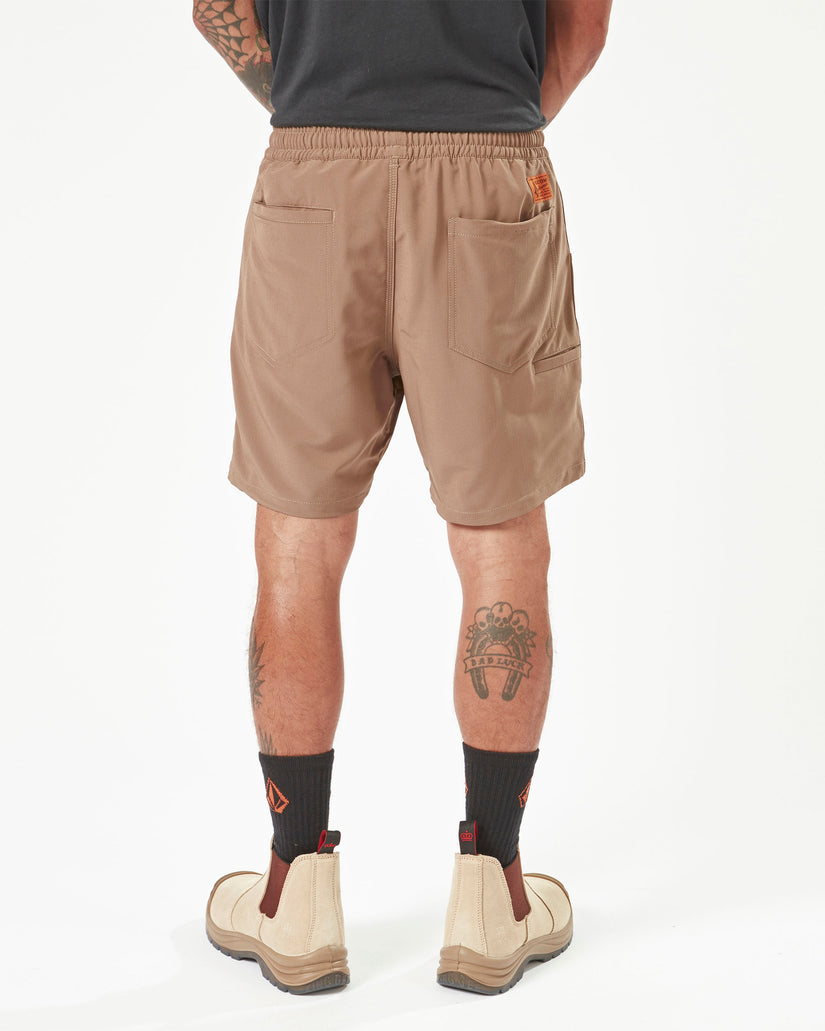 Volcom Workwear Slab Elastic Waist Hybrid Shorts - Brindle