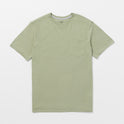 Solid Short Sleeve Shirt Pocket Tee - Green Tea