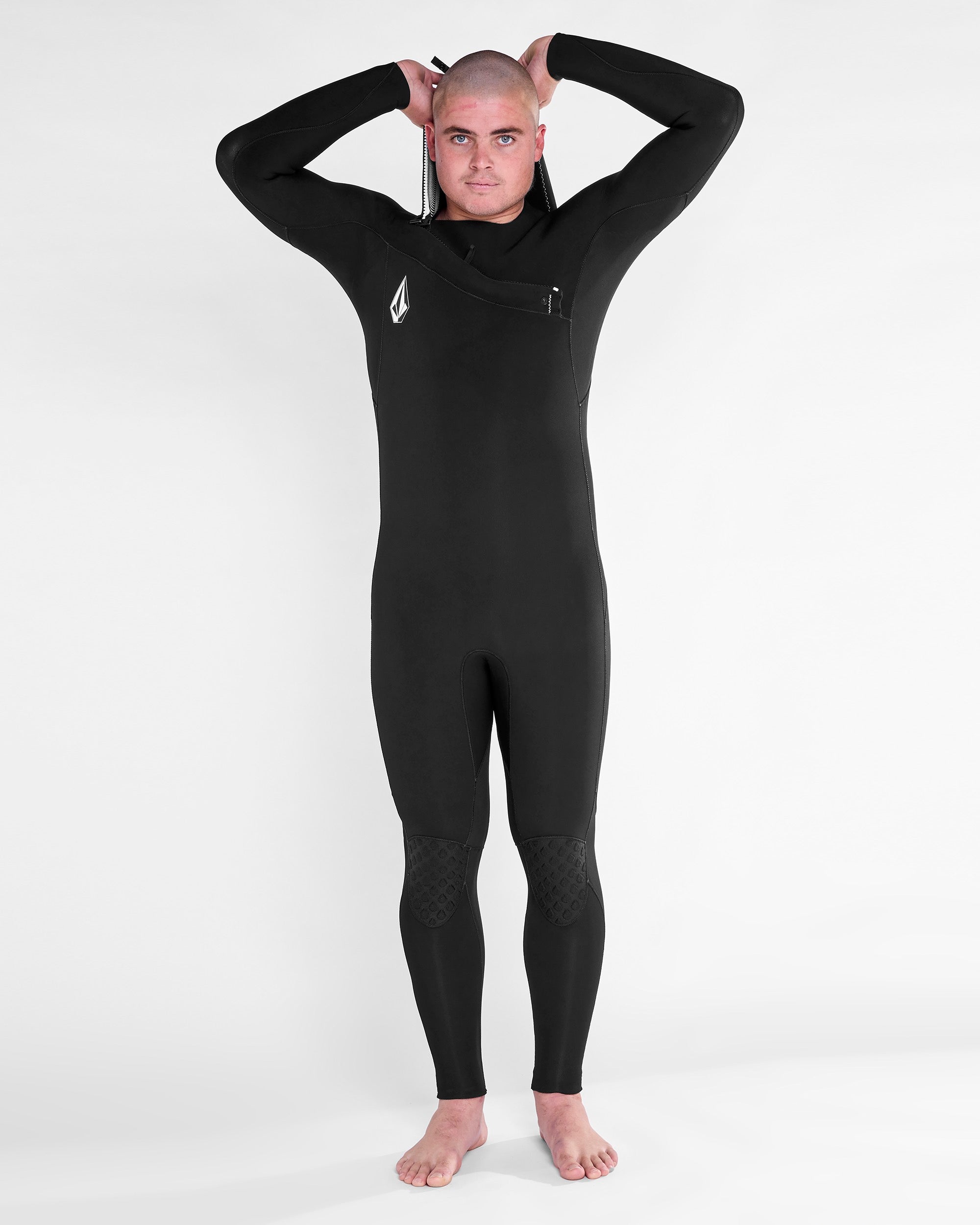 Mens Modulator 4/3mm Hooded Chestzip Fullsuit - Black - BLACK / LS