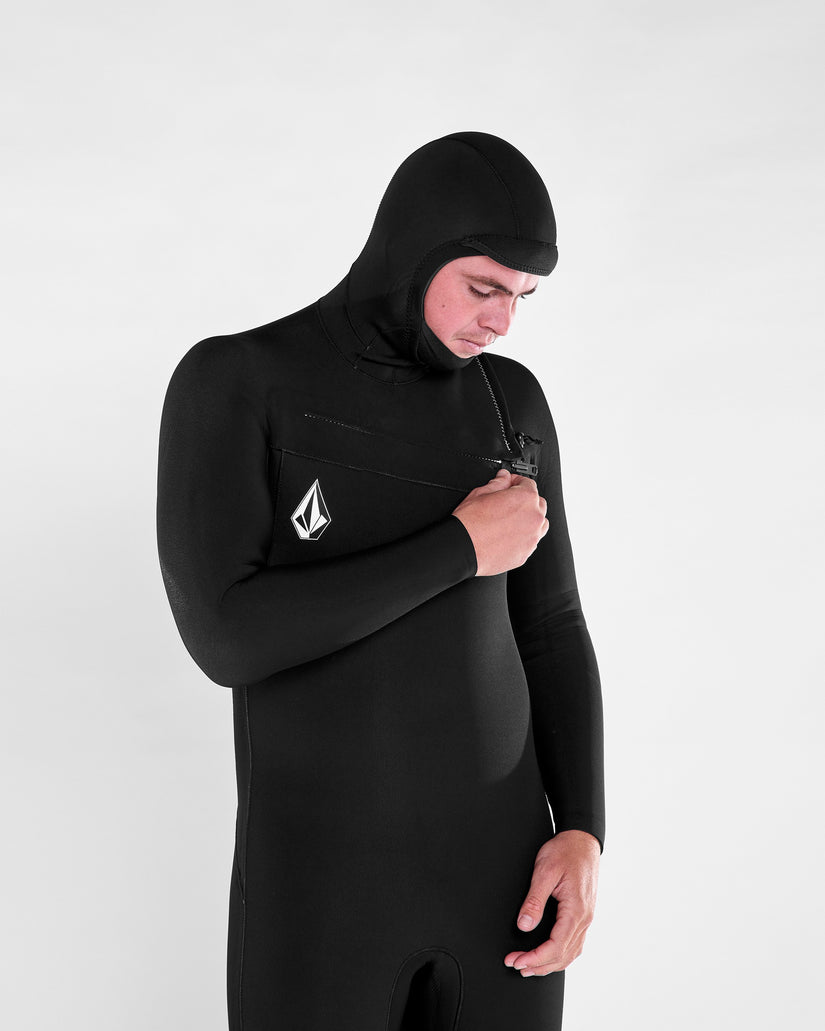 Mens Modulator 4/3mm Hooded Chestzip Fullsuit - Black