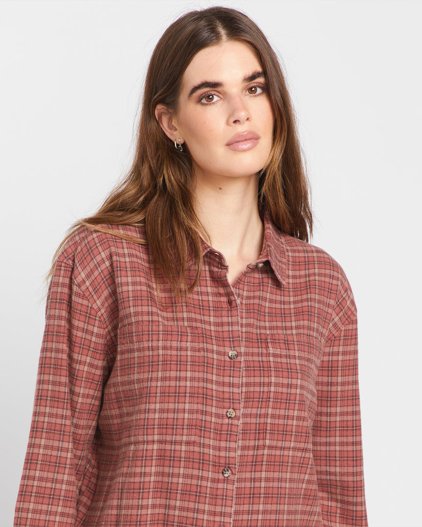 Plaid To Meet U 2 Long Sleeve Shirt - Chestnut Brown