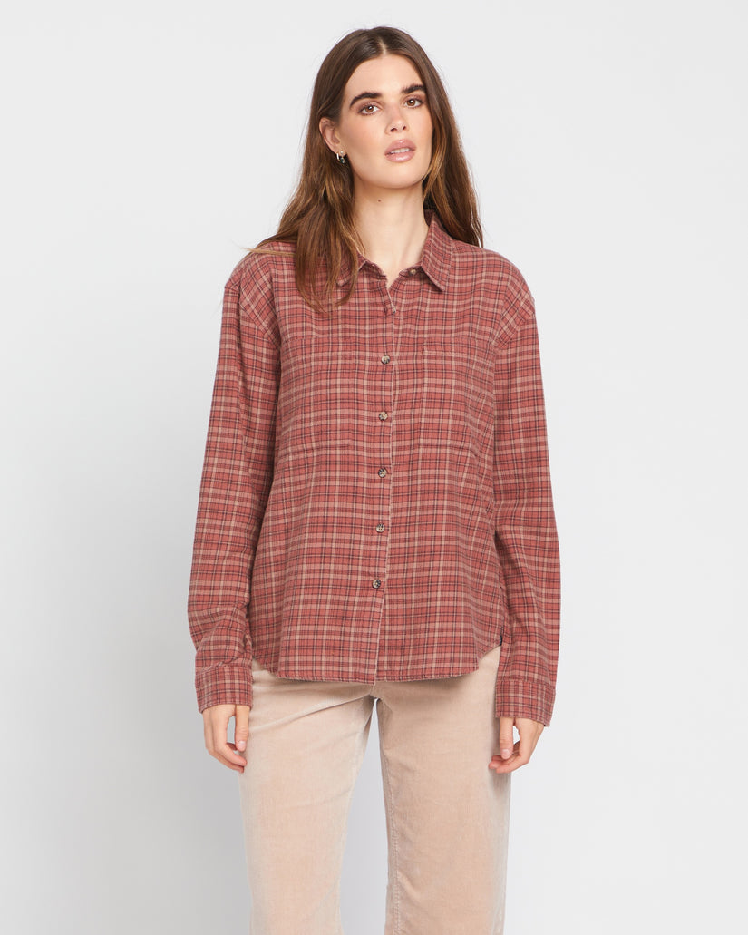 Plaid To Meet U 2 Long Sleeve Shirt - Chestnut Brown