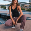 Lived in Lounge Elastic Waist Fleece Pants - Acai