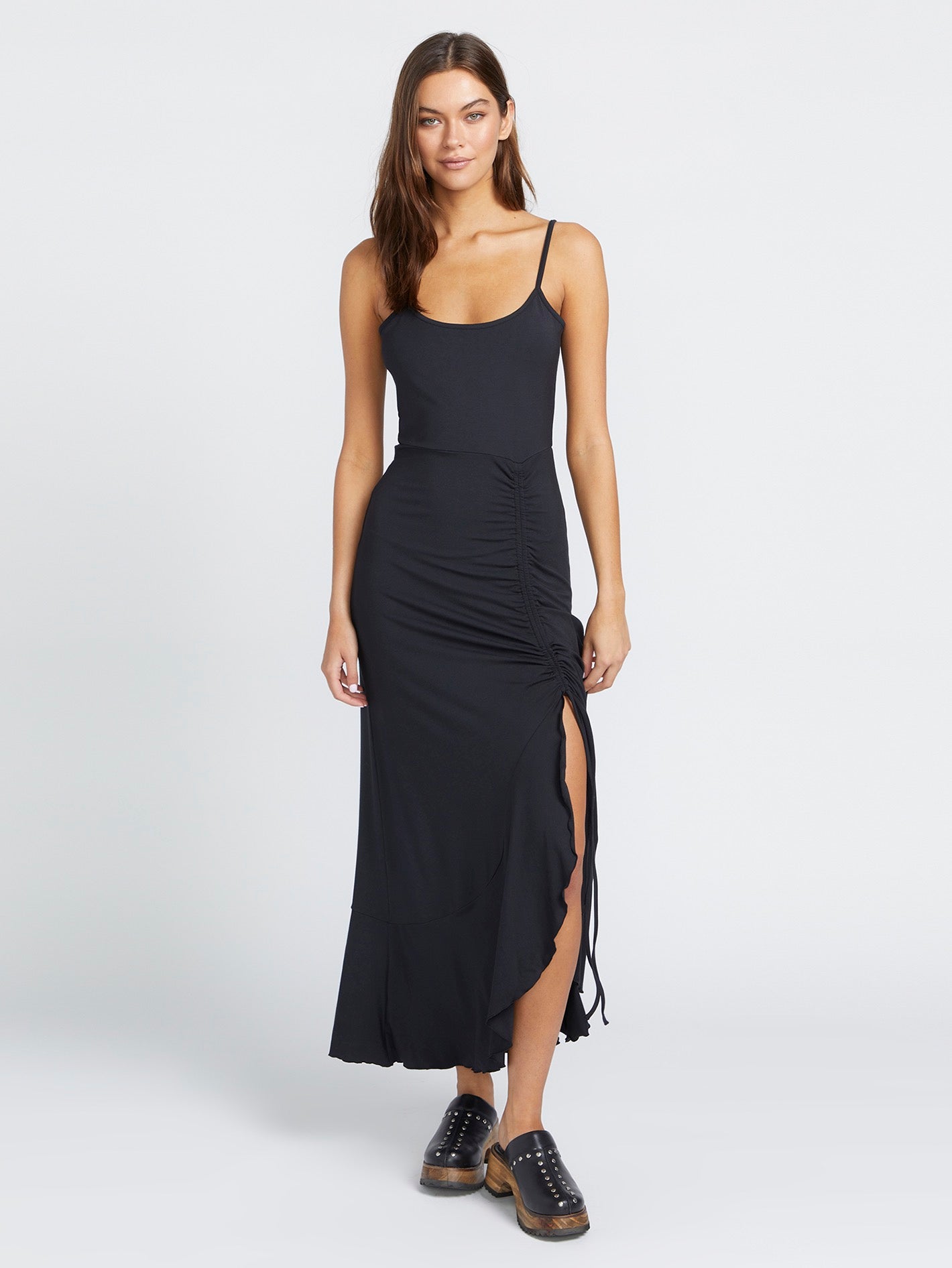 Black Slip Dress with Side Split by Flash you and me