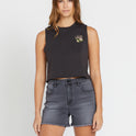 Stone Step High Rise Denim Shorts - Vintage Black