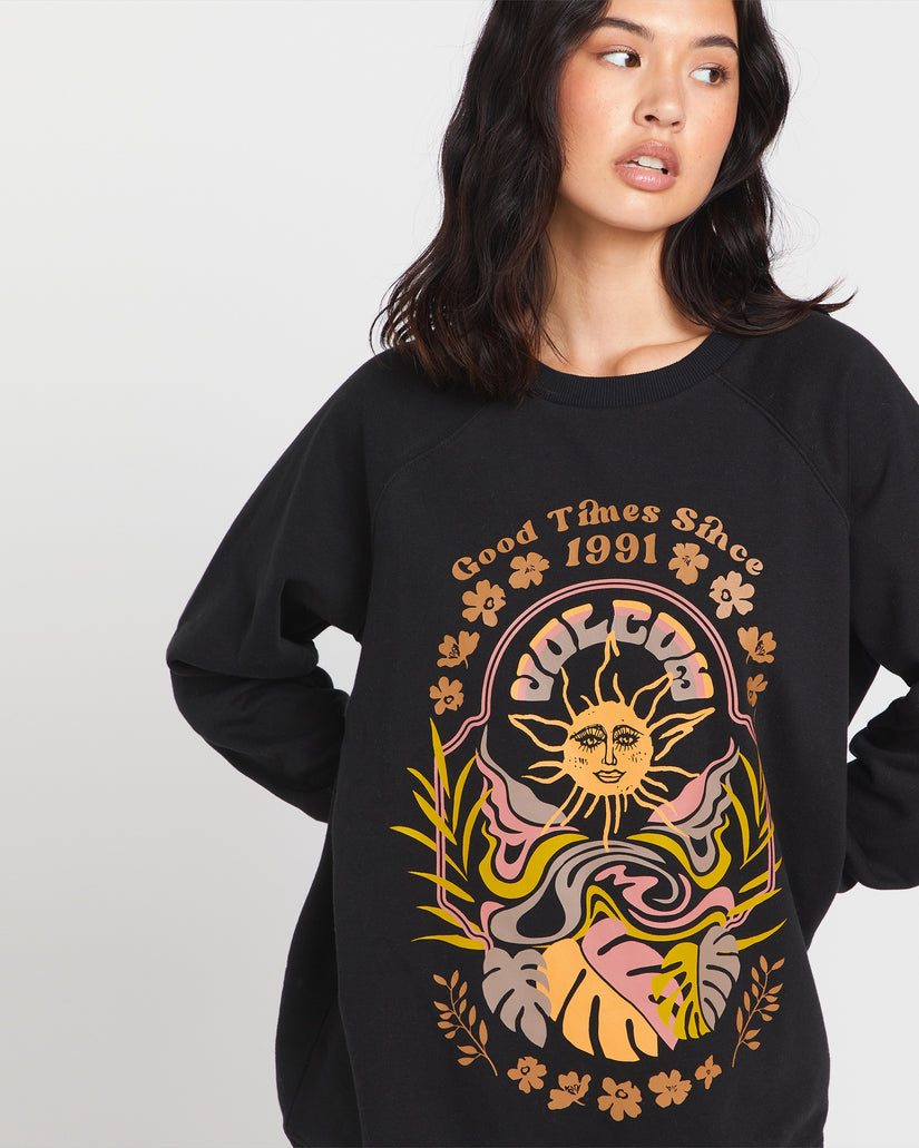 Stone Magic Boyfriend Crew Sweatshirt - Black