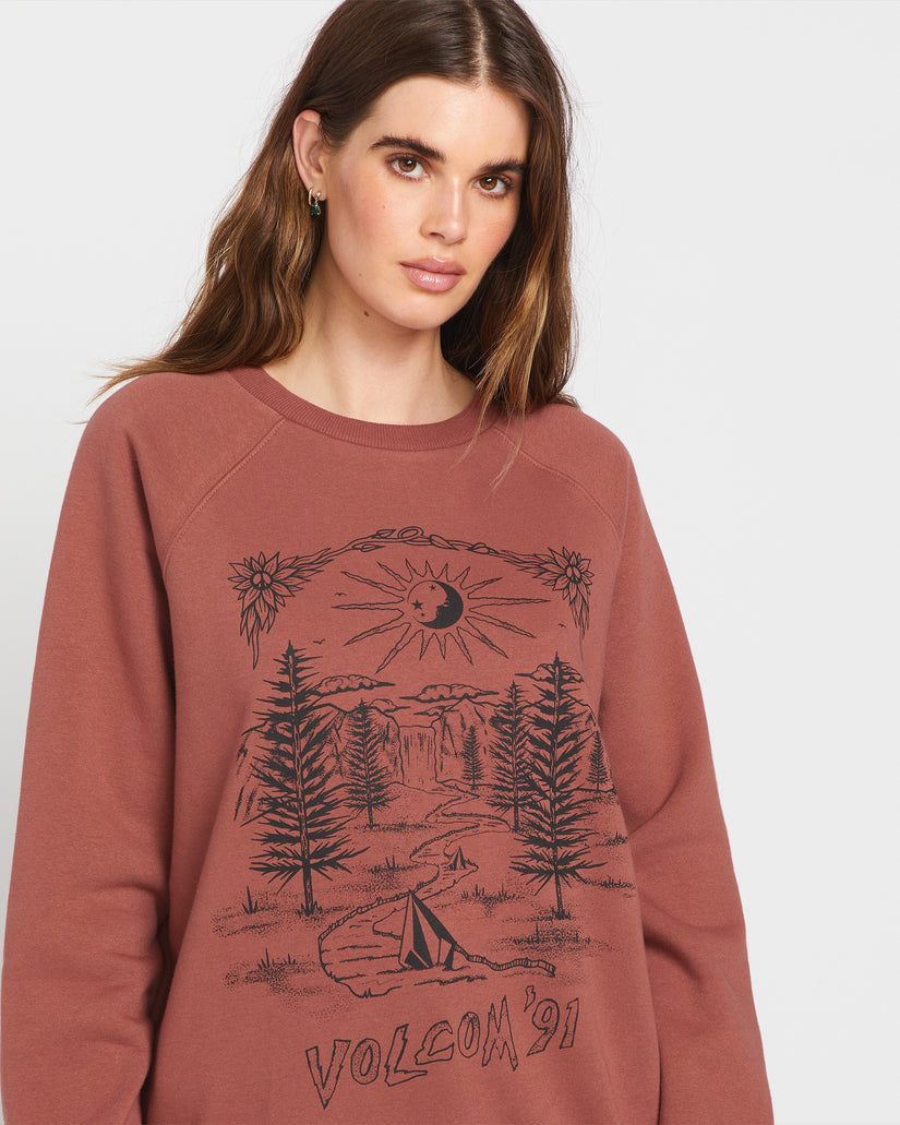 Stone Magic Boyfriend Crew Sweatshirt - Chestnut Brown