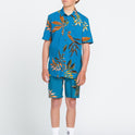 Big Boys Paradiso Floral Short Sleeve Shirt - Ocean Teal