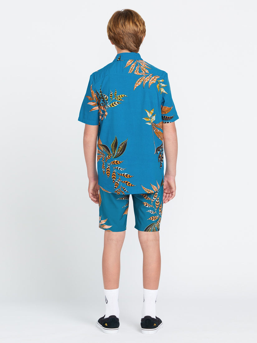 Big Boys Paradiso Floral Short Sleeve Shirt - Ocean Teal