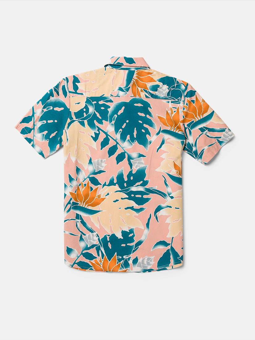 Big Boys Leaf Pit Floral Short Sleeve Shirt - Salmon