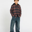 Big Boys Neta Stone Hood Long Sleeve Flannel - Stealth