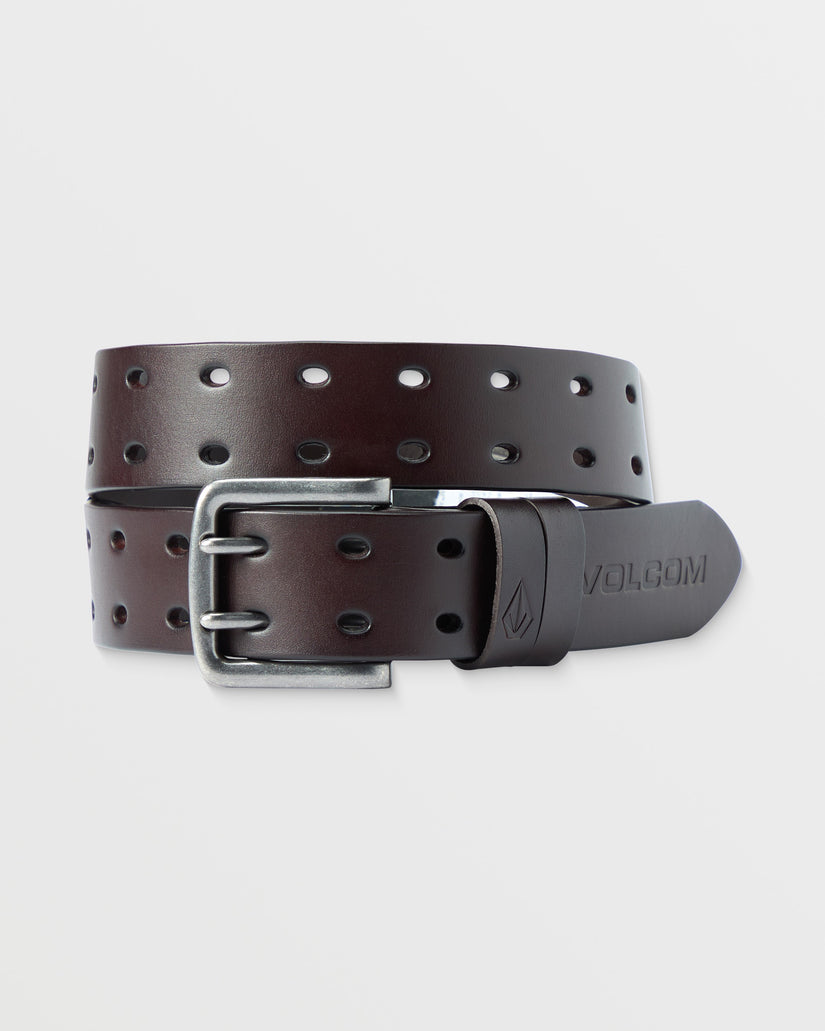 Two Spike Leather Belt - Brown