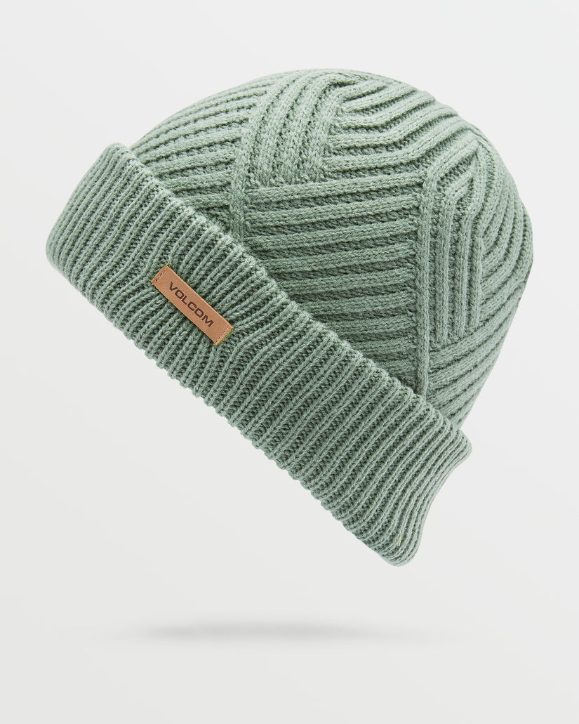 Womens Stone Knit Beanie - Lichen Green