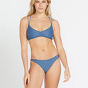 Simply Solid V Neck Bikini Top - Washed Blue