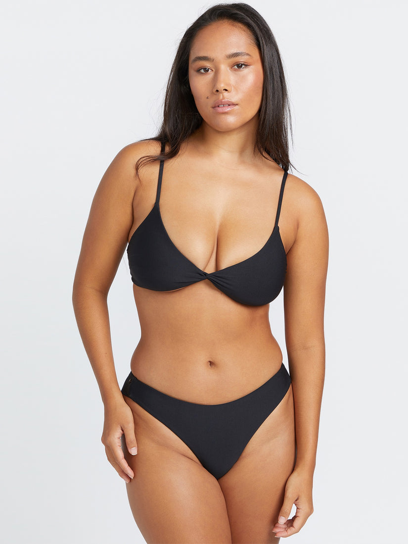 Simply Seamless Vneck Bikini Top - Black