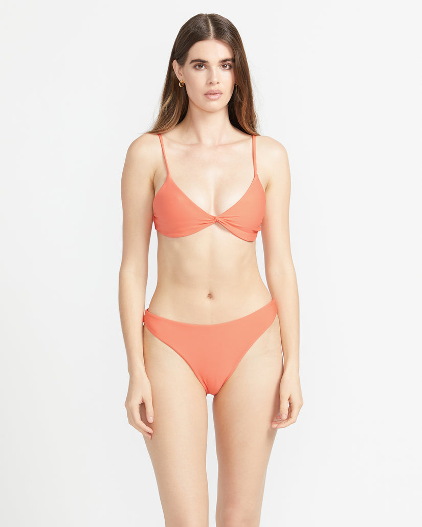 Simply Seamless Vneck Bikini Top - Electric Coral