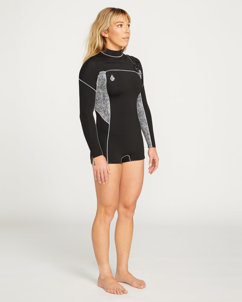 Womens Modulator 2mm Long Sleeve Chest Zip Wetsuit - Black