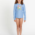 Girls Parrotise Long Sleeve Rashguard - Coastal Blue