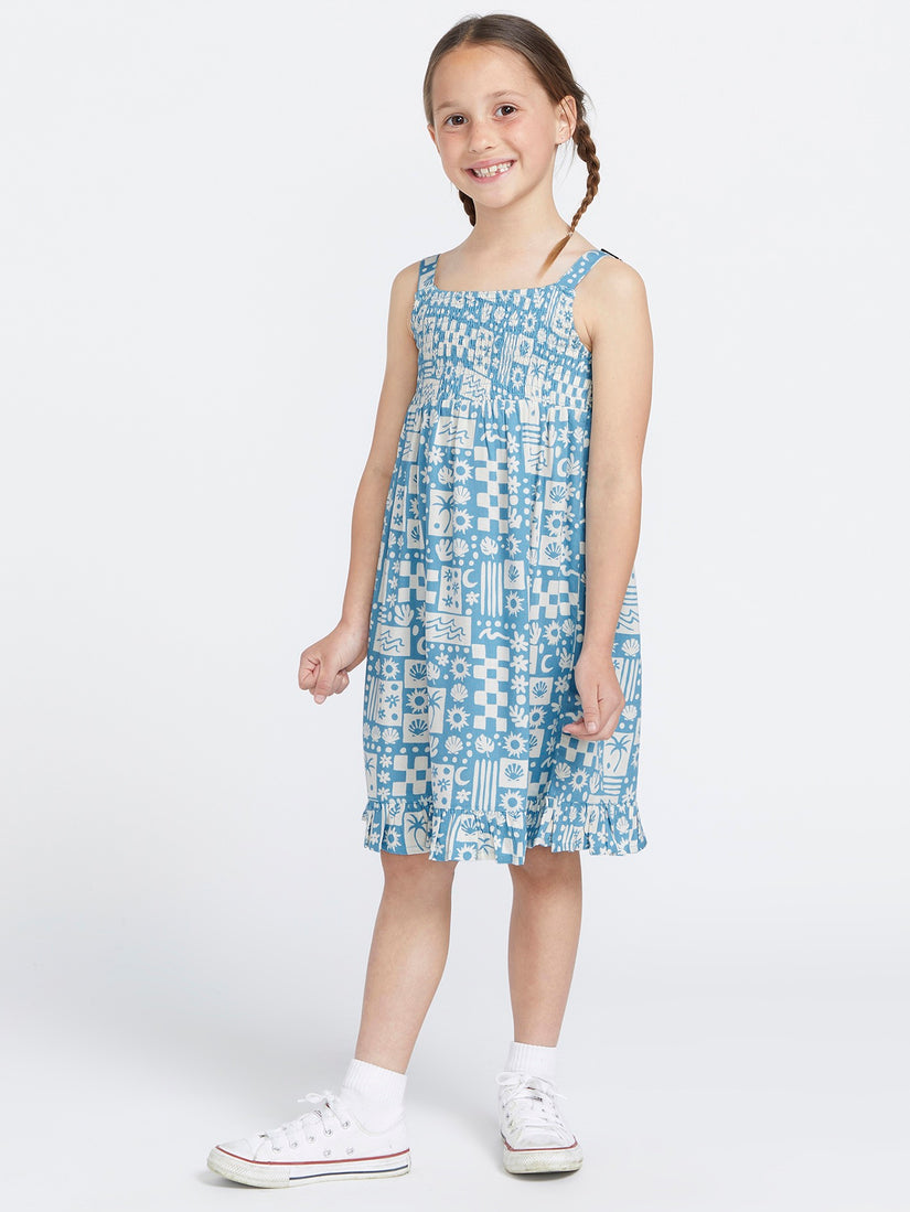 Girls Hangin' Loose Dress - Laguna Blue