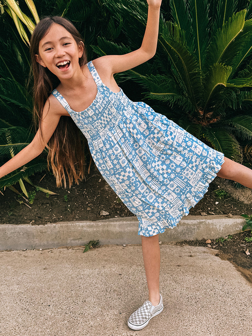 Girls Hangin' Loose Dress - Laguna Blue