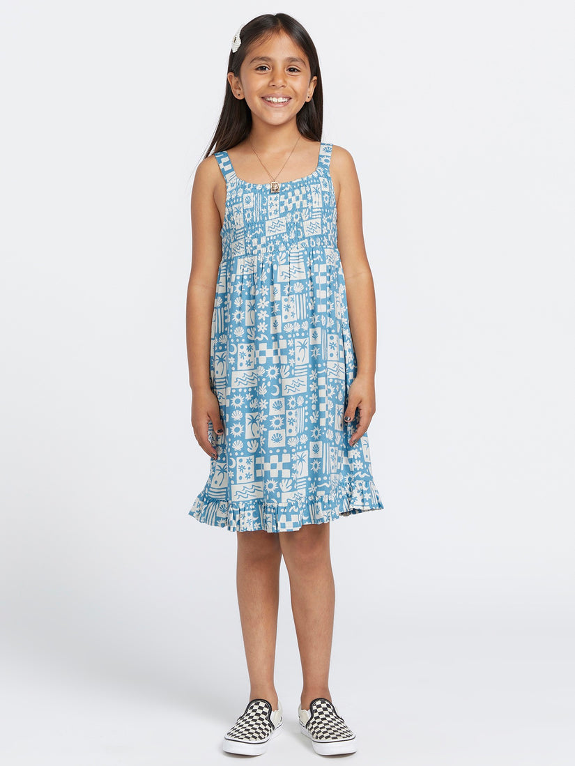 Girls Hangin' Loose Dress - Laguna Blue