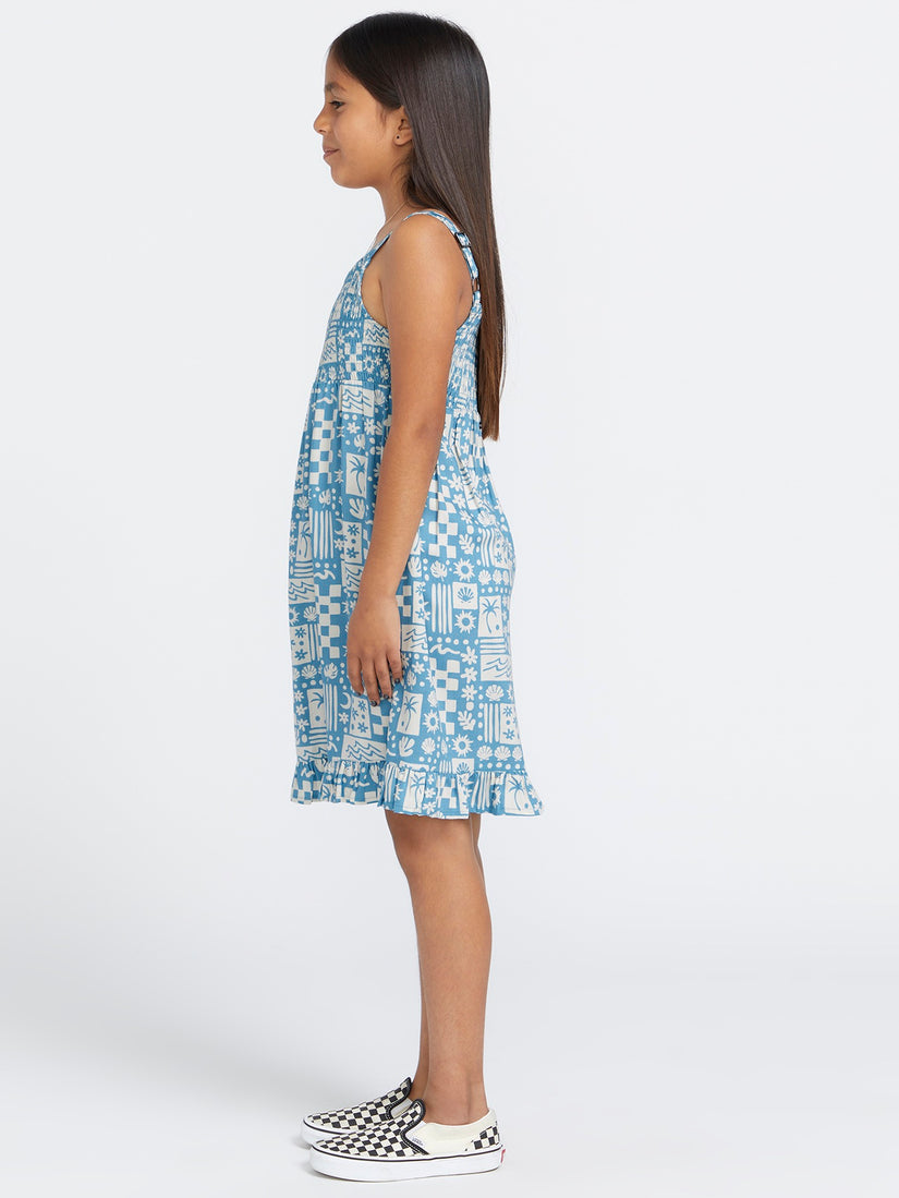 Girls Hangin' Loose Dress - Laguna Blue