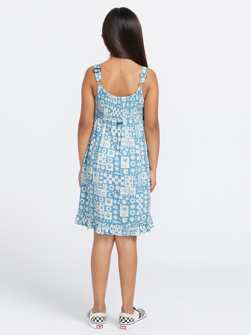 Girls Hangin' Loose Dress - Laguna Blue