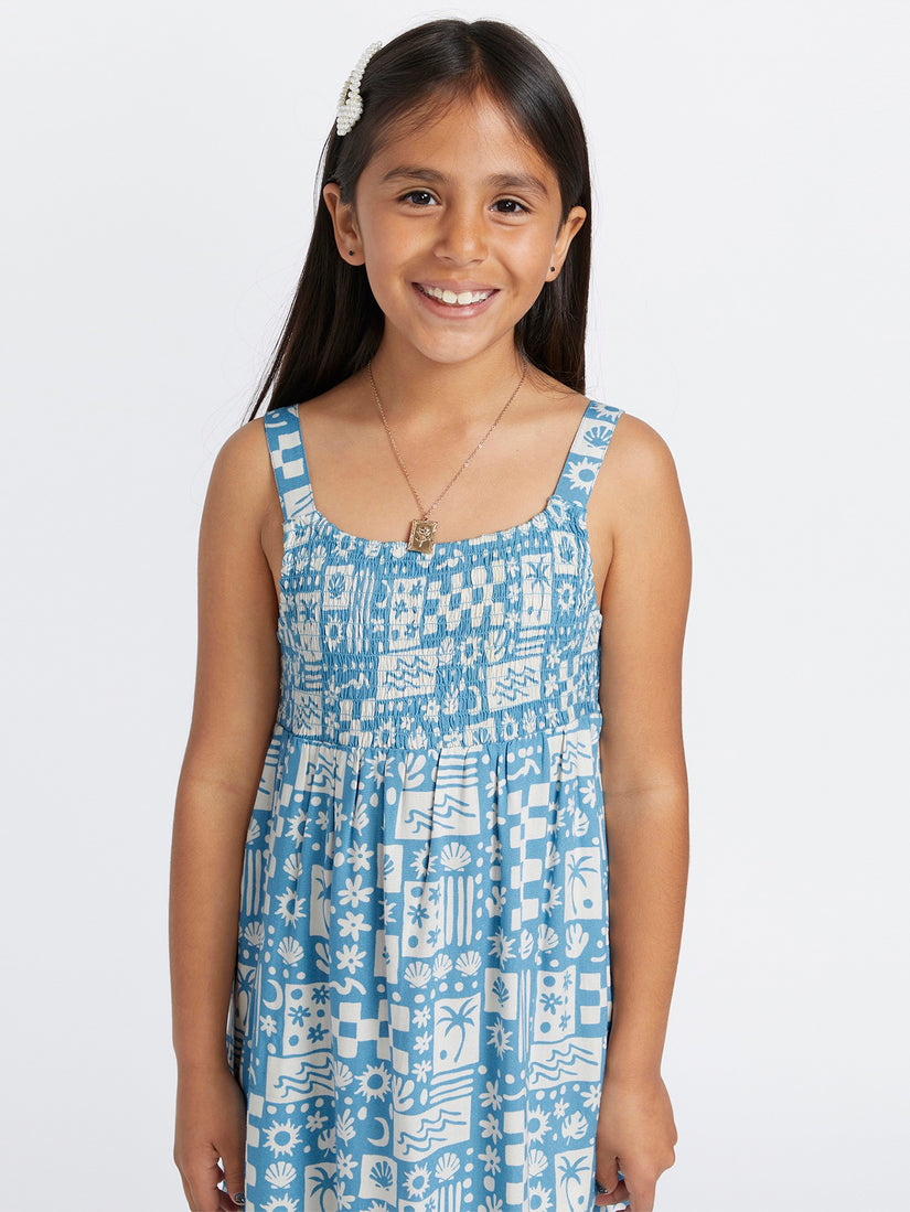 Girls Hangin' Loose Dress - Laguna Blue