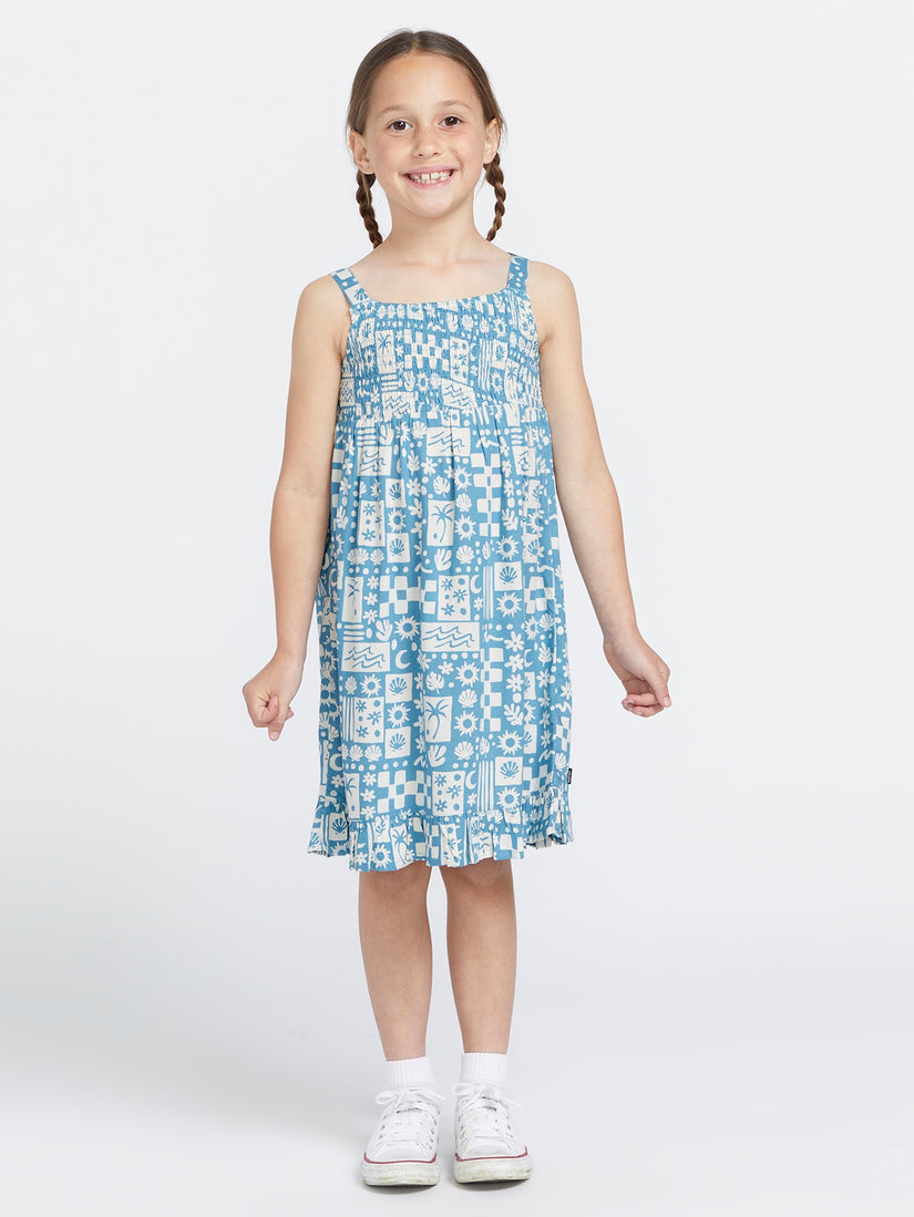 Girls Hangin' Loose Dress - Laguna Blue