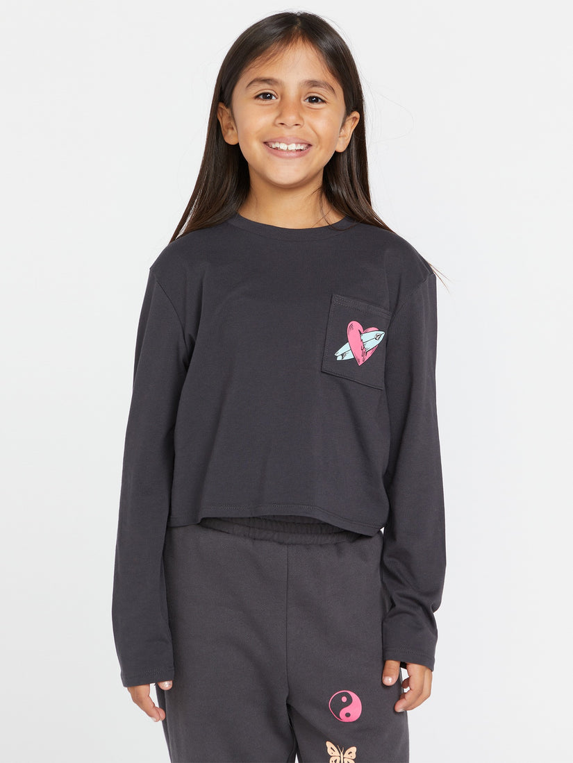 Girls Pocket Dial Long Sleeve Shirt - Vintage Black