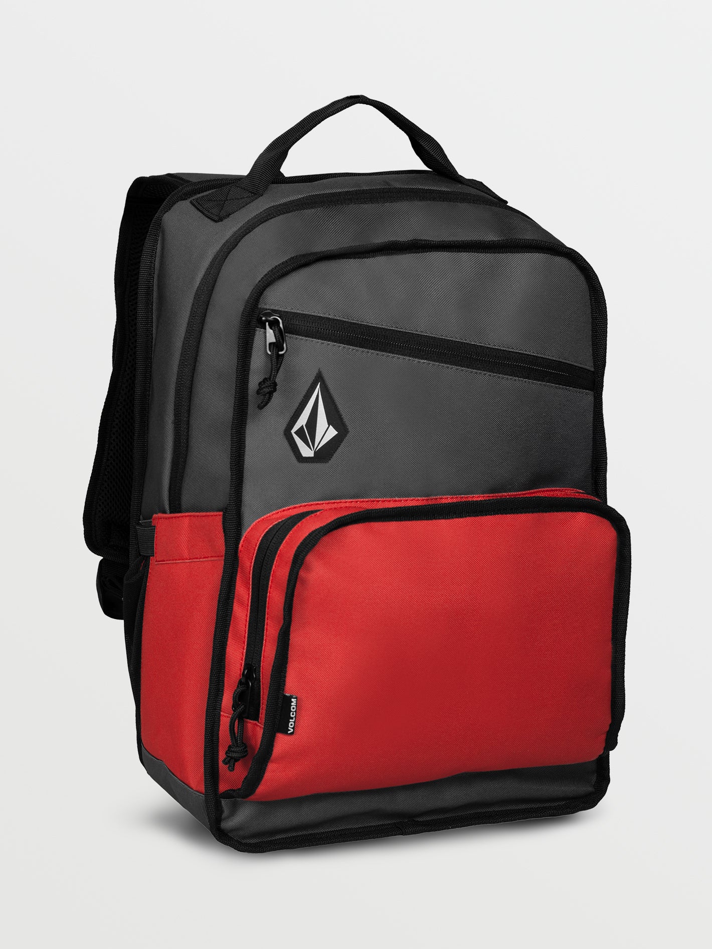 Red and cheap grey backpack