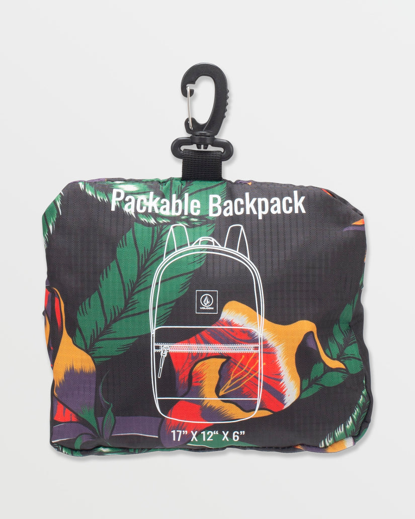 Bt Packable Backpack - Black Floral Print