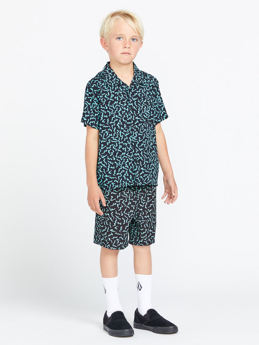 Little Boys Asphalt Beach Short Sleeve Shirt - Black