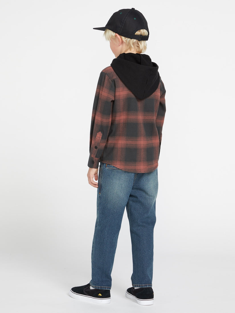 Little Boys Neta Stone Hooded Flannel - Stealth